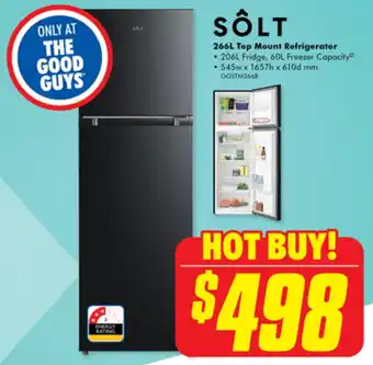 The Good Guys SÔLT 266L Top Mount Refrigerator offer