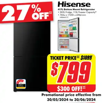 The Good Guys Hisense 417L Bottom Mount Refrigerator offer