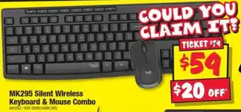 JB Hi-Fi MK295 Silent Wireless Keyboard & Mouse Combo offer