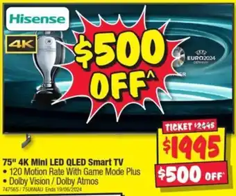 JB Hi-Fi 75" 4K Mini LED QLED Smart TV offer