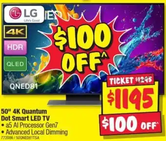JB Hi-Fi 50" 4K Quantum Dot Smart LED TV offer