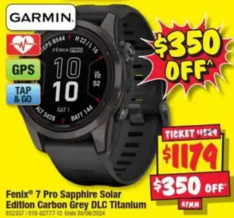 JB Hi-Fi Fenix 7 Pro Sapphire Solar Edition Carbon Grey DLC Titanium offer