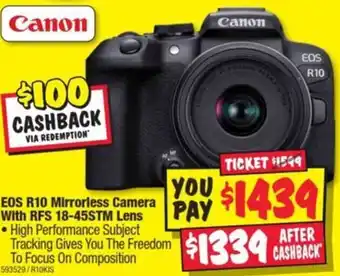 JB Hi-Fi Canon EOS R10 Mirrorless Camera With RFS 18-45STM Lens offer