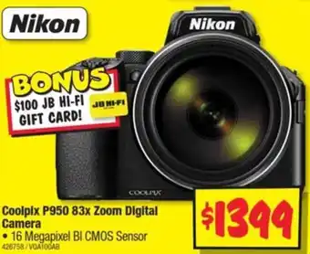 JB Hi-Fi Nikon Coolpix P950 83x Zoom Digital Camera offer