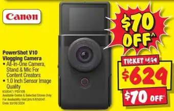 JB Hi-Fi Canon PowerShot V10 Vlogging Camera offer