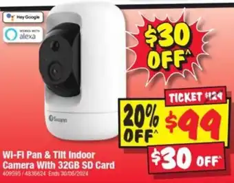 JB Hi-Fi WI-FI Pan & Tilt Indoor Camera With 32GB SD Card offer
