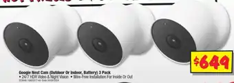 JB Hi-Fi Google Nest Cam (Outdoor Or Indoor, Battery) 3 Pack offer