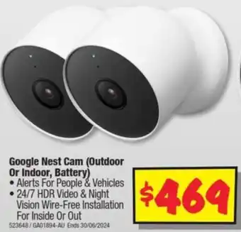 JB Hi-Fi Google Nest Cam (Outdoor Or Indoor, Battery) offer