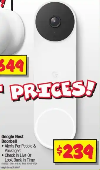 JB Hi-Fi Google Nest Doorbell offer