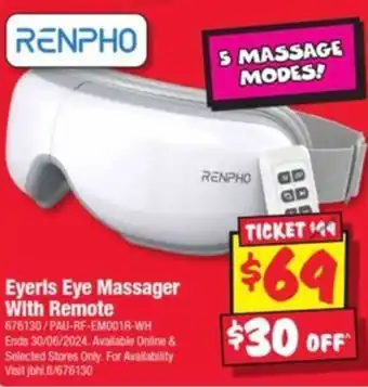 JB Hi-Fi Eyeris Eye Massager With Remote offer
