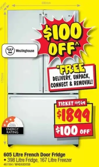 JB Hi-Fi 605 Litre French Door Fridge offer