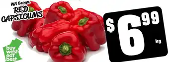 WA Grown RED CAPSICUMS per kg