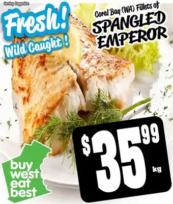 Coral Bay (WA) Fillets of SPANGLED EMPEROR per kg