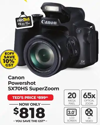 Teds Cameras Canon Powershot SX70HS SuperZoom offer