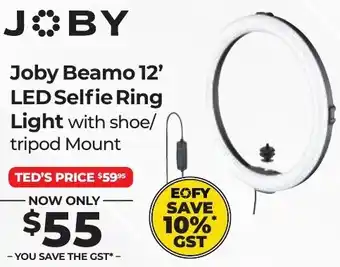 Teds Cameras Joby Beamo 12' LED Selfie Ring Light offer