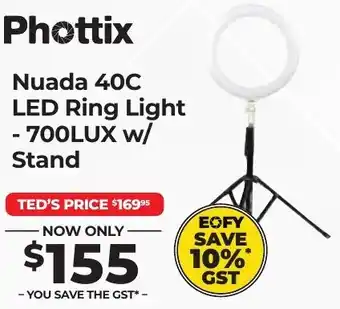 Teds Cameras Phottix Nuada 40C LED Ring Light - 700LUX w/ Stand offer