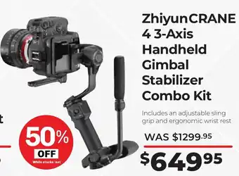 Teds Cameras Zhiyun CRANE 43-Axis Handheld Gimbal Stabilizer Combo Kit offer