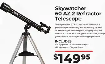 Teds Cameras Skywatcher 60 AZ 2 Refractor Telescope offer