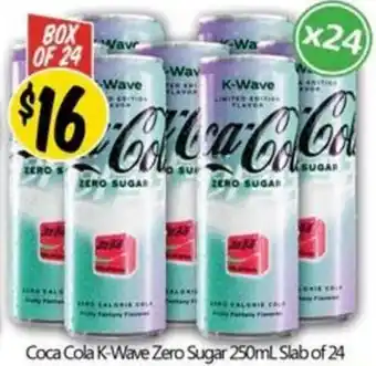 Coca Cola K-Wave Zero Sugar 250mL Slab of 24 offer at NQR