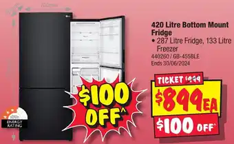JB Hi-Fi 420 Litre Bottom Mount Fridge offer