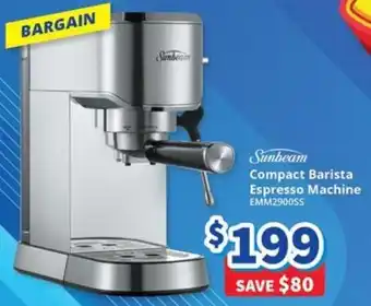 Bi-Rite Sunbeam Compact Barista Espresso Machine offer
