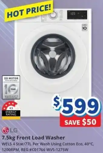 Bi-Rite LG 7.5kg Front Load Washer offer