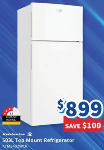 Bi-Rite Kelvinator 503L Top Mount Refrigerator offer