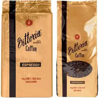 IGA Vittoria Espresso Coffee Beans or Ground Coffee 1kg offer