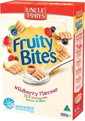 IGA Uncle Tobys Fruity Bites Wildberry Flavour 500g offer