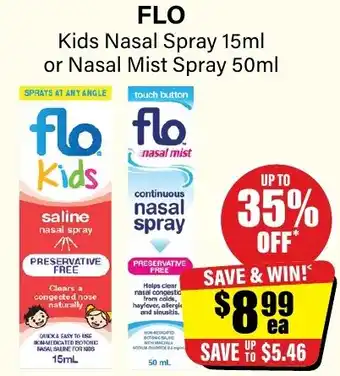FLO Kids Nasal Spray 15ml or Nasal Mist Spray 50ml