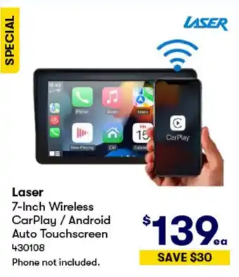 BIG W Laser 7-Inch Wireless CarPlay Android Auto Touchscreen offer