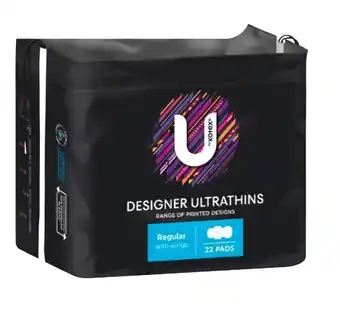 Coles U By Kotex Designer Ultra Thin Regular Pads With Wings 22 Pack offer
