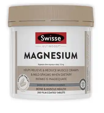 Coles Swisse Ultiboost Magnesium Tablets 200 Pack^ offer