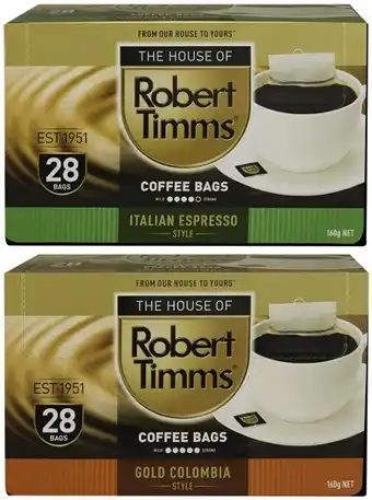 Coles Robert Timms Coffee Bags 24 Pack-28 Pack offer