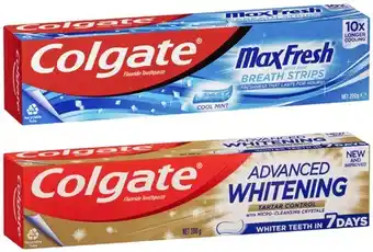 Coles Colgate Advanced Tartar & Whitening or Max Fresh Toothpaste 200g offer