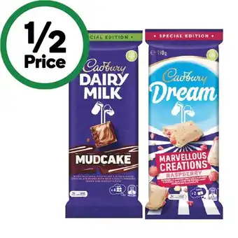 Woolworths Cadbury Dairy Milk, Bubbly or Marvellous Creations 162-190g offer