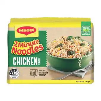 Woolworths Maggi 2 Minute Noodles 345-380g Pk 5 offer