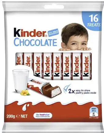 Coles Kinder Chocolate 16 Treat Share Bag 200g offer