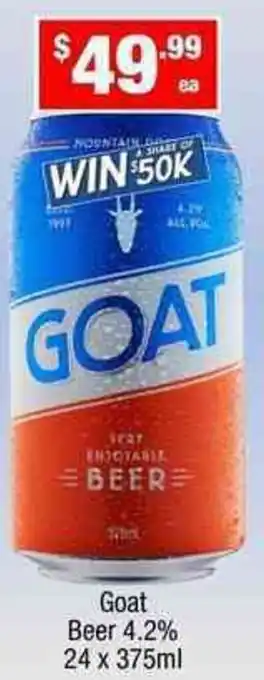 Liquor Stax Goat Beer 24x375ml offer
