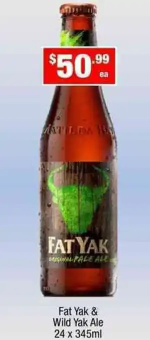 Liquor Stax Fat Yak & Wild Yak ale 24x345ml offer