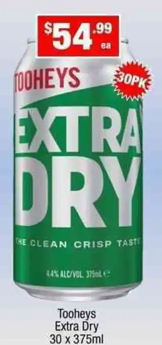 Tooheys Extra Dry 30x375ml