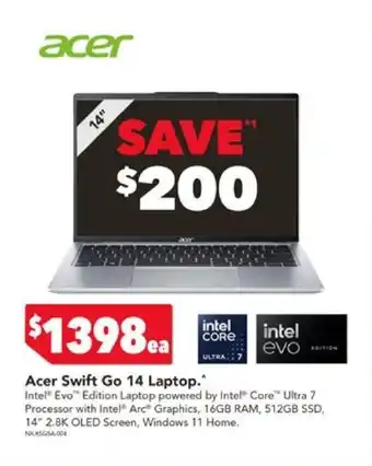 Harvey Norman Acer Swift Go 14 Laptop offer