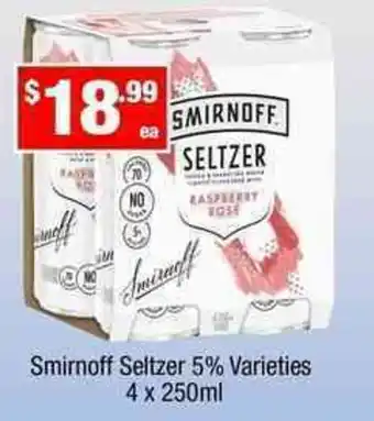 Liquor Stax Smirnoff Seltzer 4x250ml offer