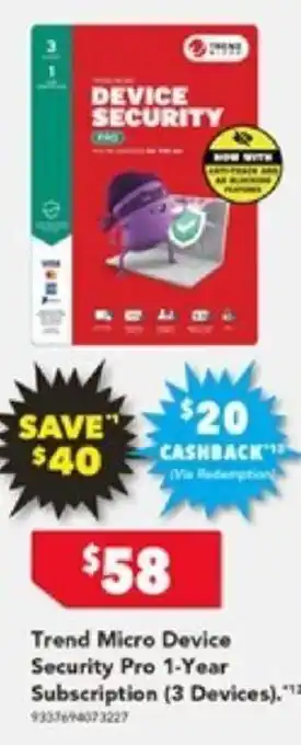Harvey Norman Trend Micro Device Security Pro 1-Year Subscription offer