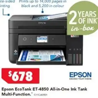 Harvey Norman Epson EcoTank ET-4850 All-in-One Ink Tank Multi-Function offer