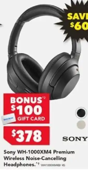 Harvey Norman Sony WH-1000XM4 Premium Wireless Noise-Cancelling Headphones offer