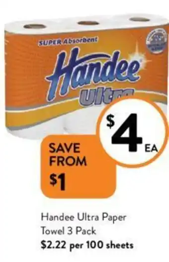 Foodworks Handee Ultra Paper Towel 3 Pack offer