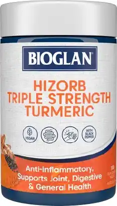 Discount Drug Stores Bioglan Hizorb Triple Strength Turmeric 100 Tablets offer