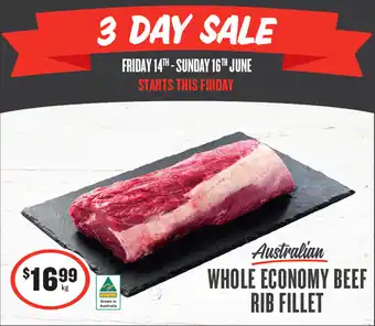 IGA WHOLE ECONOMY BEEF RIB FILLET offer