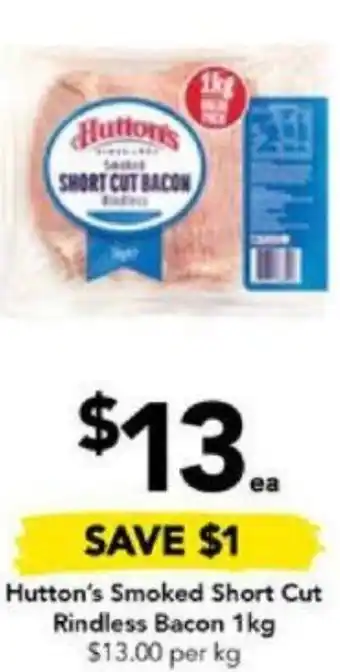 Drakes Hutton's Smoked Short Cut Rindless Bacon 1kg offer